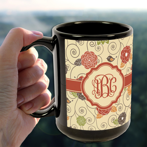 Fall Flowers 15oz. Black Mug - LIFESTYLE