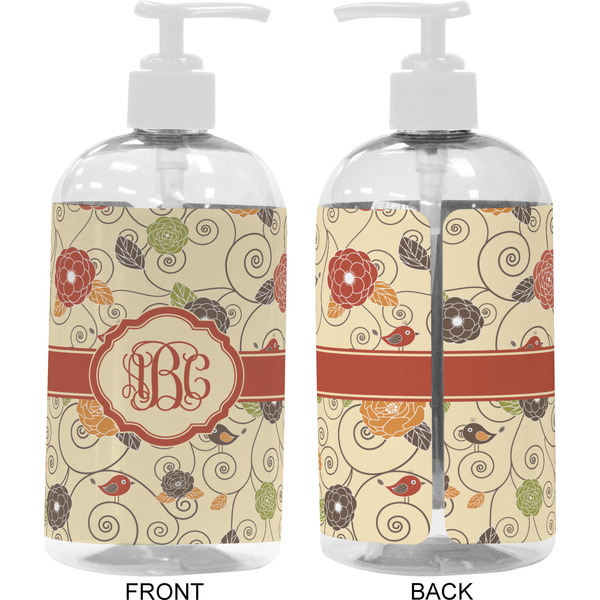 Fall Flowers 16 oz Plastic Liquid Dispenser- Approval- White