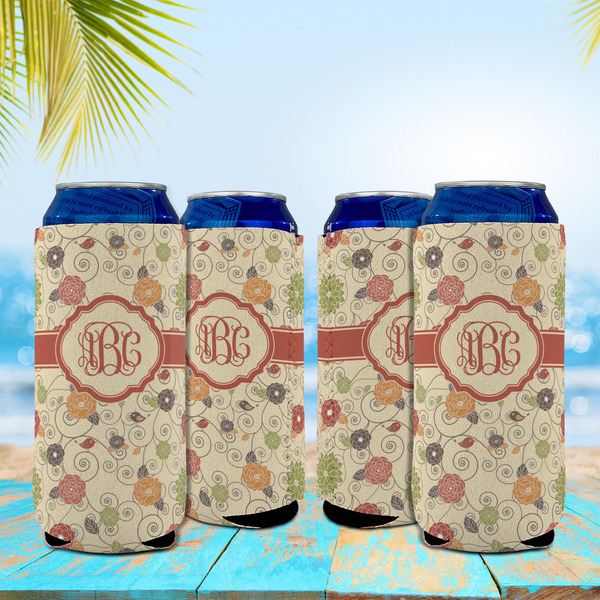 Fall Flowers 16oz Can Sleeve - Set of 4 - LIFESTYLE