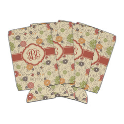 Fall Flowers Can Cooler (16 oz) - Set of 4 (Personalized)