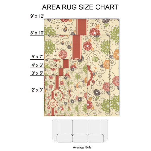 Fall Flowers 2'x3' Indoor Area Rugs - Size Chart
