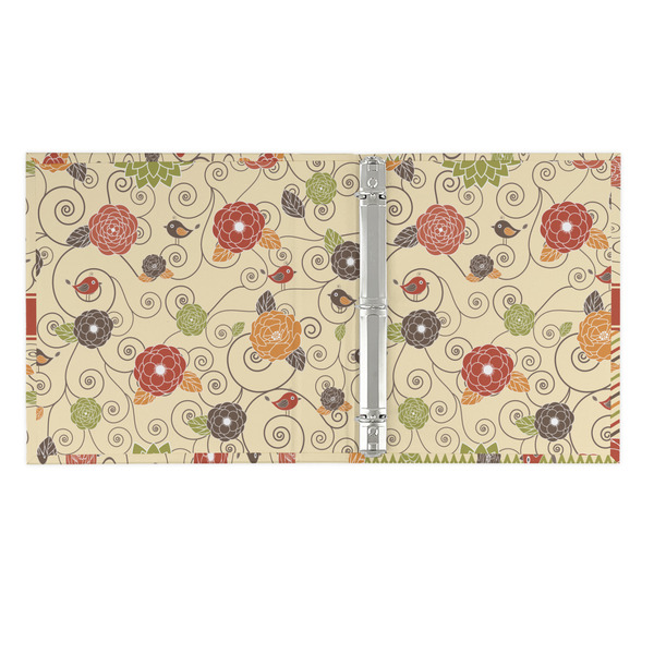 Fall Flowers 3 Ring Binders - Full Wrap - 1" - OPEN INSIDE