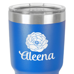 Fall Flowers 30 oz Stainless Steel Tumbler - Royal Blue - Double-Sided (Personalized)