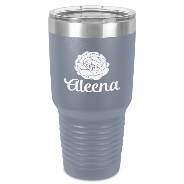 Custom Fall Flowers 30 oz Stainless Steel Tumbler - Grey - Single-Sided (Personalized)