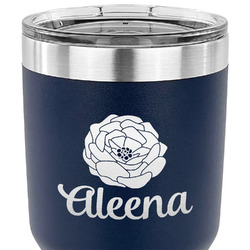 Fall Flowers 30 oz Stainless Steel Tumbler - Navy - Single Sided (Personalized)
