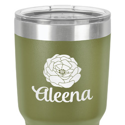 Fall Flowers 30 oz Stainless Steel Tumbler - Olive - Double-Sided (Personalized)