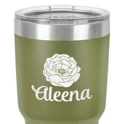 Fall Flowers 30 oz Stainless Steel Tumbler - Olive - Single-Sided (Personalized)