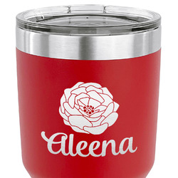 Fall Flowers 30 oz Stainless Steel Tumbler - Red - Single Sided (Personalized)
