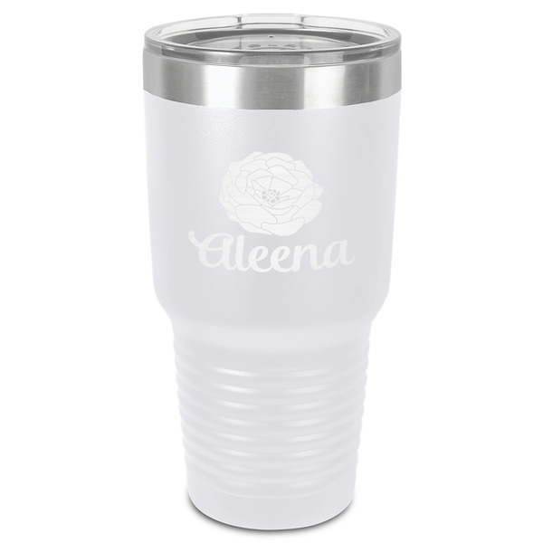 Fall Flowers 30 oz Stainless Steel Ringneck Tumbler - White - Front