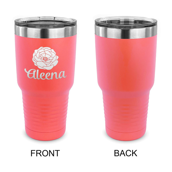 Fall Flowers 30 oz Stainless Steel Ringneck Tumblers - Coral - Single Sided - APPROVAL