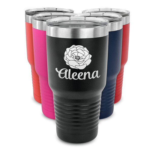Fall Flowers 30 oz Stainless Steel Ringneck Tumblers - Parent/Main