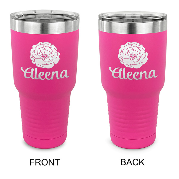 Custom Fall Flowers 30 oz Stainless Steel Tumbler - Pink - Double Sided (Personalized)