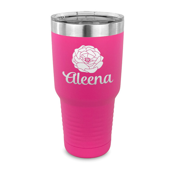 Custom Fall Flowers 30 oz Stainless Steel Tumbler - Pink - Single Sided (Personalized)