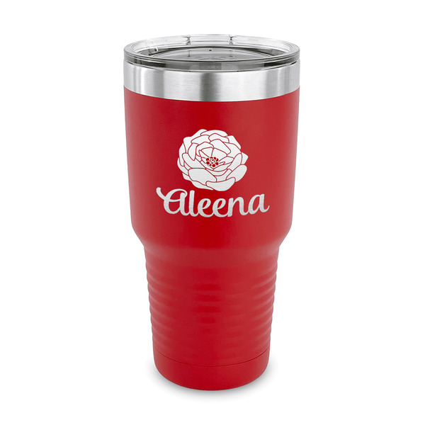 Custom Fall Flowers 30 oz Stainless Steel Tumbler - Red - Single Sided (Personalized)