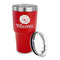 Fall Flowers 30 oz Stainless Steel Ringneck Tumblers - Red - LID OFF