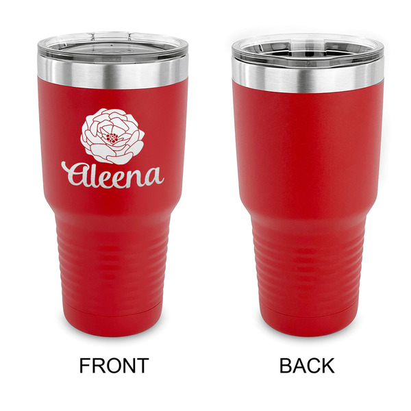 Fall Flowers 30 oz Stainless Steel Ringneck Tumblers - Red - Single Sided - APPROVAL