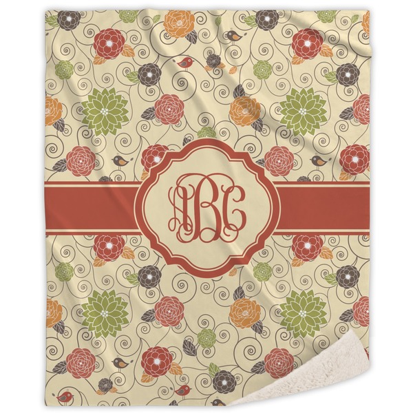 Custom Fall Flowers Sherpa Throw Blanket (Personalized)