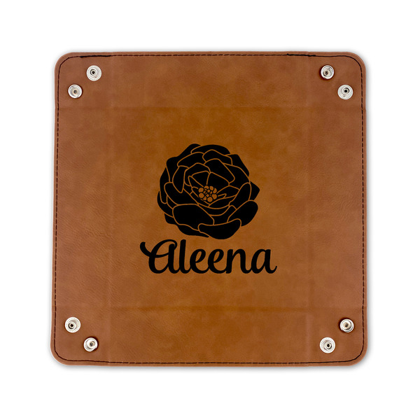 Fall Flowers 6" x 6" Leatherette Snap Up Tray - FLAT FRONT