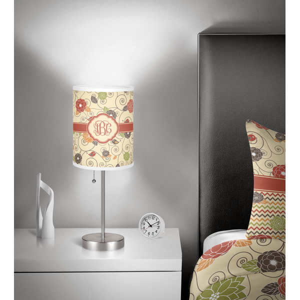 Fall Flowers 7 inch drum lamp shade - in room