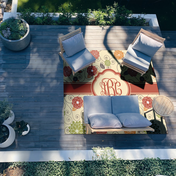 Fall Flowers 8'x10' Patio Rug - In context