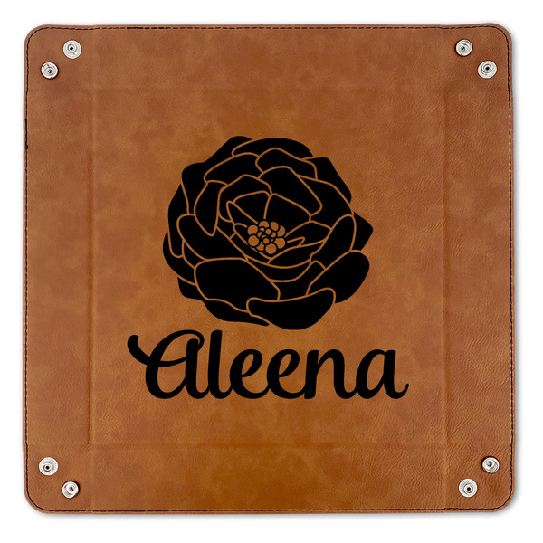 Fall Flowers 9" x 9" Leatherette Snap Up Tray - APPROVAL (FLAT)