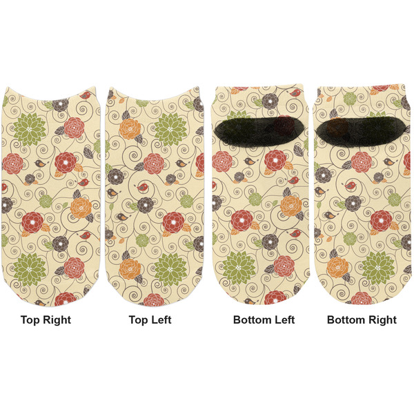Fall Flowers Adult Ankle Socks - Double Pair - Front and Back - Apvl