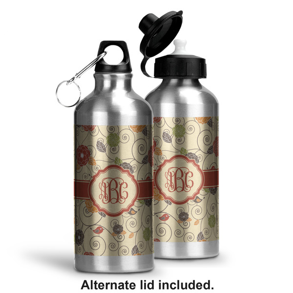 Fall Flowers Aluminum Water Bottle - Alternate lid options