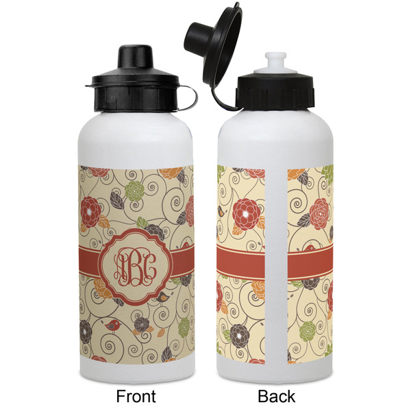 Fall Flowers Aluminum Water Bottle - White APPROVAL