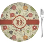 Fall Flowers 8" Glass Appetizer / Dessert Plates - Single or Set (Personalized)