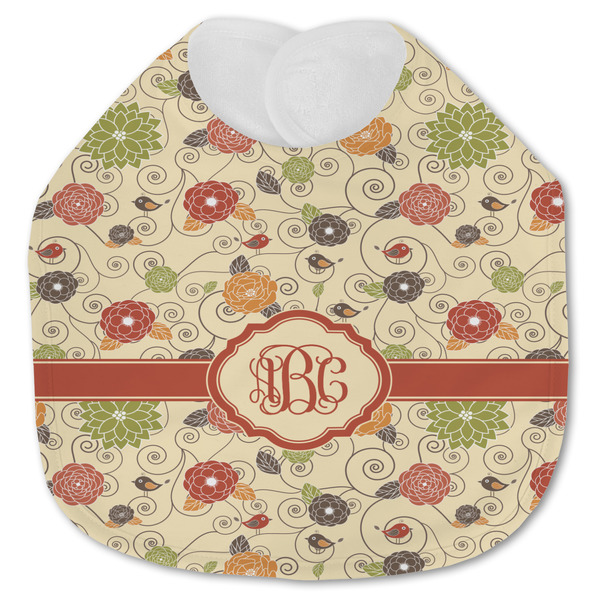Custom Fall Flowers Jersey Knit Baby Bib w/ Monogram