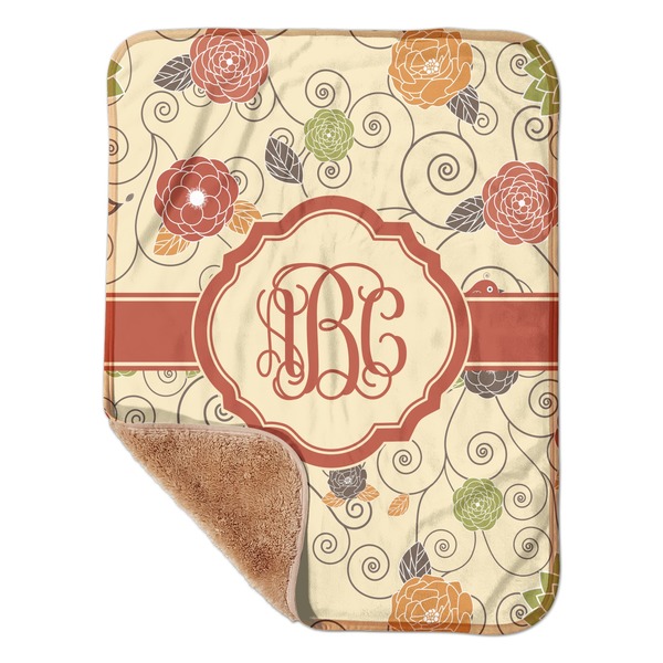 Custom Fall Flowers Sherpa Baby Blanket - 30" x 40" w/ Monograms