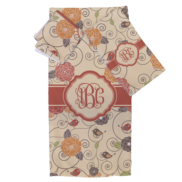 Custom Fall Flowers Bath Towel Set - 3 Pcs (Personalized)