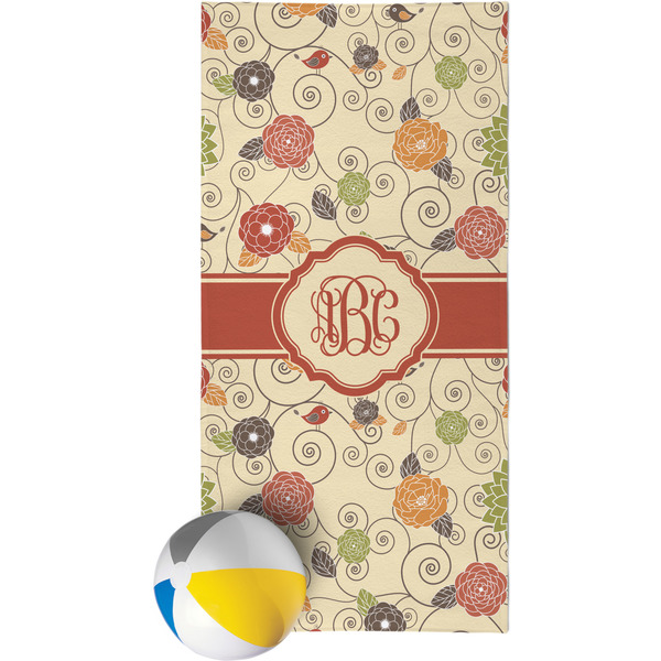 Custom Fall Flowers Beach Towel (Personalized)