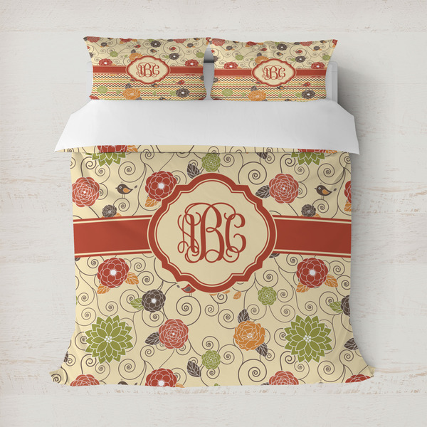 Custom Fall Flowers Duvet Cover Set - Full / Queen (Personalized)