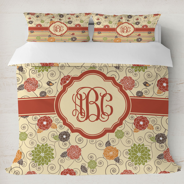 Custom Fall Flowers Duvet Cover Set - King (Personalized)