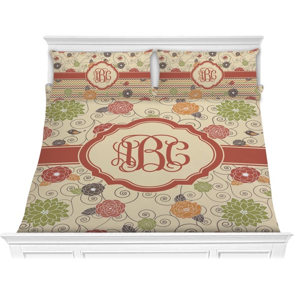Custom Fall Flowers Comforter Set - King (Personalized)