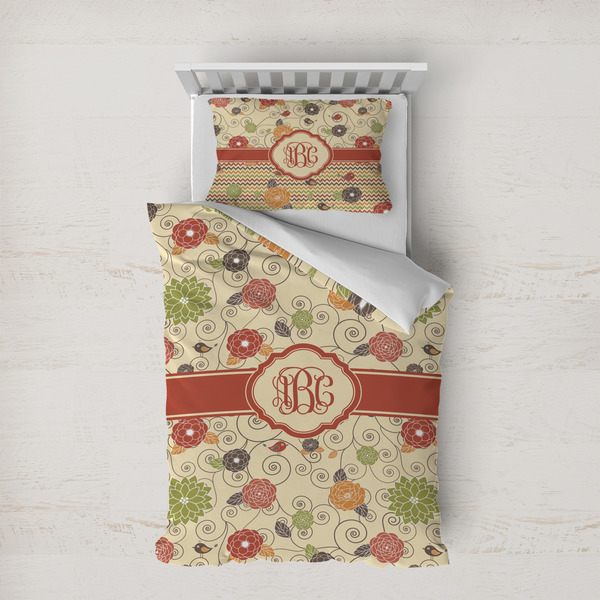 Custom Fall Flowers Duvet Cover Set - Twin XL (Personalized)