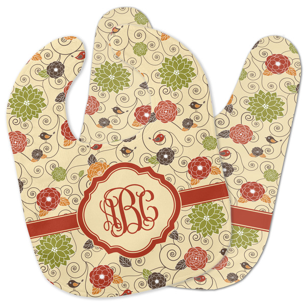 Custom Fall Flowers Baby Bib w/ Monogram