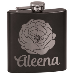 Fall Flowers Black Flask Set (Personalized)