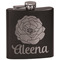 Fall Flowers Black Flask - Engraved Front