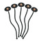 Fall Flowers Black Plastic 7" Stir Stick - Oval - Fan
