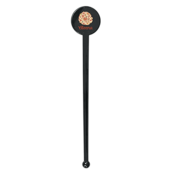 Fall Flowers Black Plastic 7" Stir Stick - Round - Single Stick