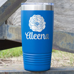 Fall Flowers 20 oz Stainless Steel Tumbler - Royal Blue - Double Sided (Personalized)