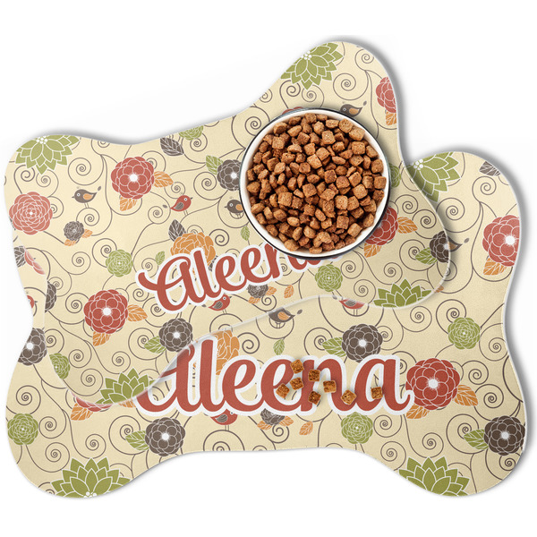 Fall Flowers Bone Shaped Dog Mats - MAIN