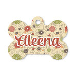 Fall Flowers Bone Shaped Dog ID Tag - Small (Personalized)