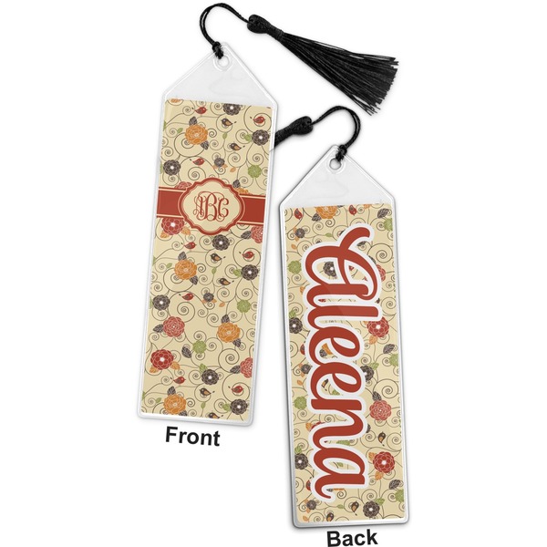 Fall Flowers Bookmark with tassel - Front and Back