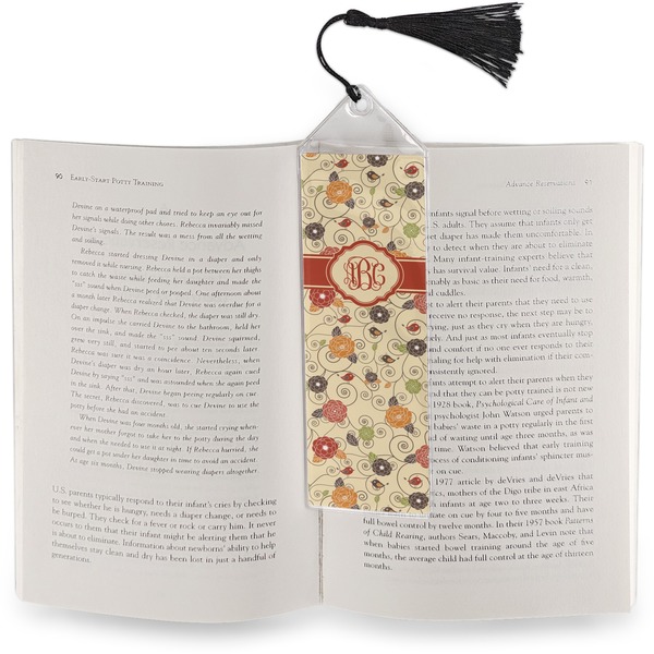 Fall Flowers Bookmark with tassel - In book