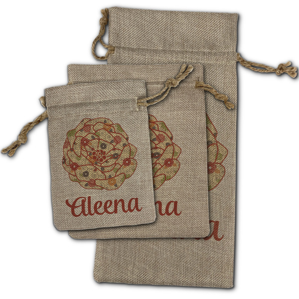 Fall Flowers Burlap Gift Bags - (PARENT MAIN) All Three