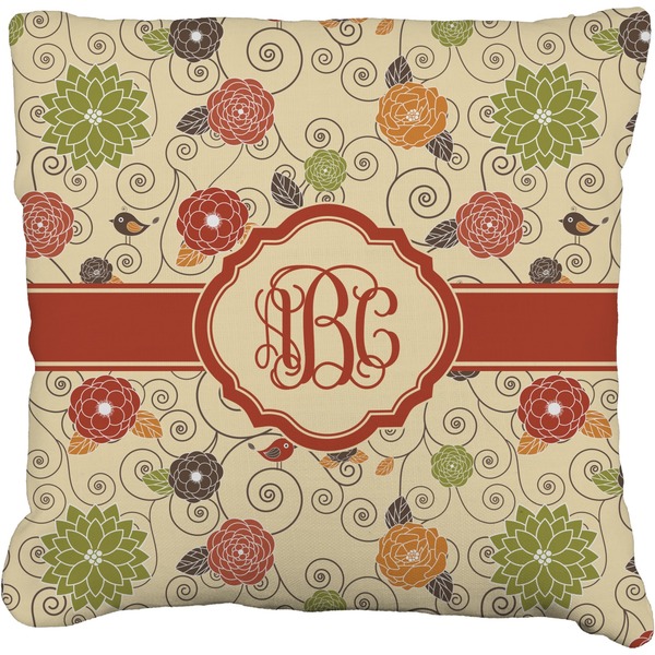 Custom Fall Flowers Faux-Linen Throw Pillow 16" (Personalized)