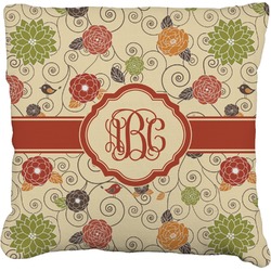 Fall Flowers Faux-Linen Throw Pillow 18" (Personalized)